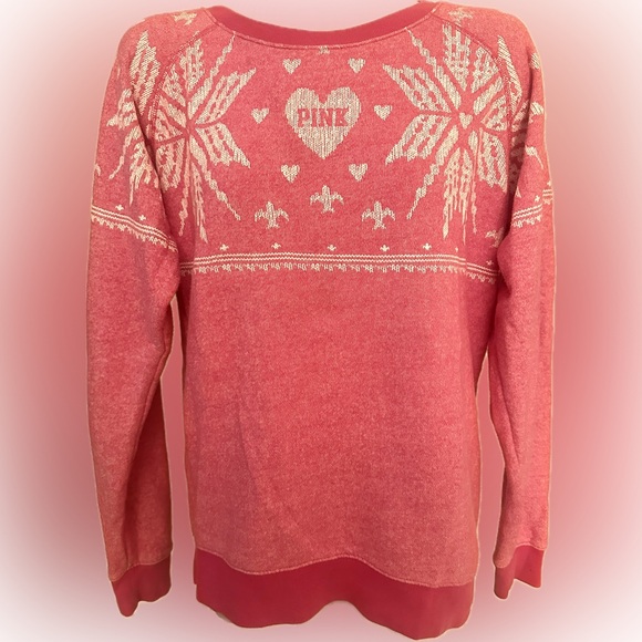 PINK Victoria's Secret Snowflake Sweatshirt XS (Fits M-L) see measurements - Picture 1 of 8